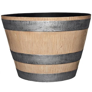 17.7 in. Dia x 12.4 in. H Natural Oak Resin Pots