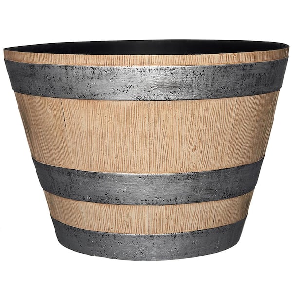 Unbranded 17.7 in. Dia x 12.4 in. H Natural Oak Resin Pots