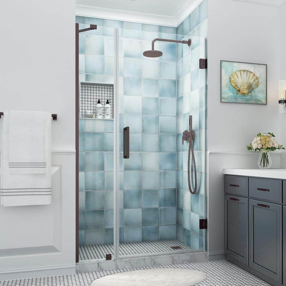 Belmore XL 80" High Bronze Frameless Hinged Shower Door