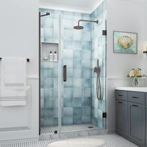 Belmore XL 45.25 - 46.25 in. W x 80 in. H Frameless Hinged Shower Door with Clear StarCast Glass in Bronze