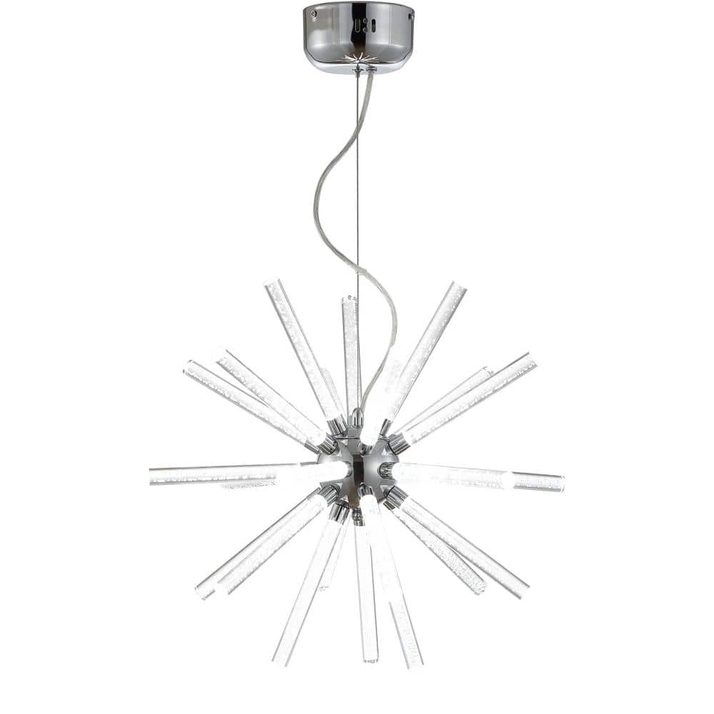 Soyuz 19.5" Chrome Starburst Adjustable LED Pendant Light