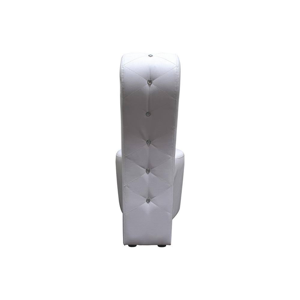 White Faux Leather High Heel Accent Chair with Crystal Studs
