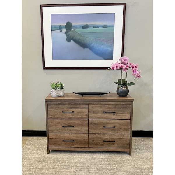 SLIDE LOGIC 6-Drawer White 48.6 in Wide Dresser