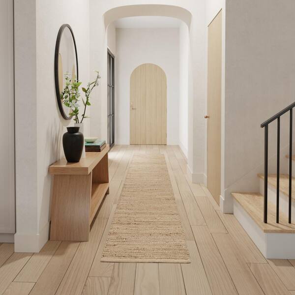 Natural Jute Natural 2 ft. x 10 ft. All-Over Design Contemporary Runner Area Rug