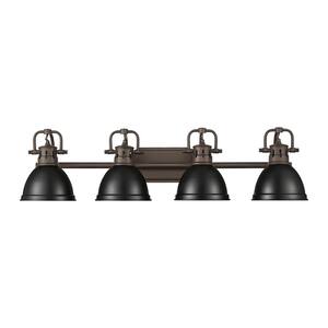 Duncan 8.25 in. 4-Light Rubbed Bronze Vanity Light with Black Shade