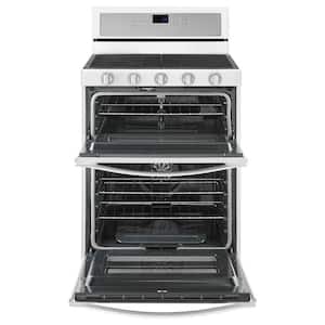 6.0 cu. ft. Double Oven Gas Range with Center Oval Burner in White Ice