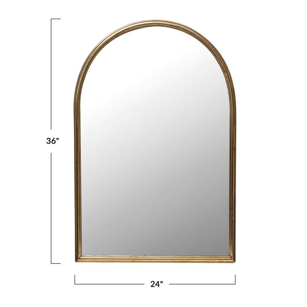Arched Gold Metal Framed Wall Mirror, 24" x 36"
