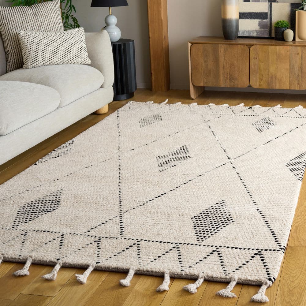 Casablanca 2 ft. x 4 ft. Ivory/Black Striped Tribal Diamonds Area Rug price history on PriceWatchPro