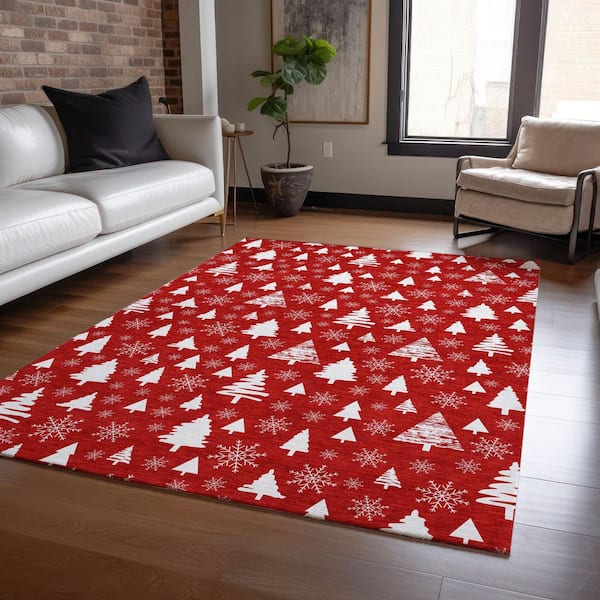 Chantille Machine Washable Indoor/Outdoor Abstract ACN1815 Red 8 ft. x 10 ft. Area Rug