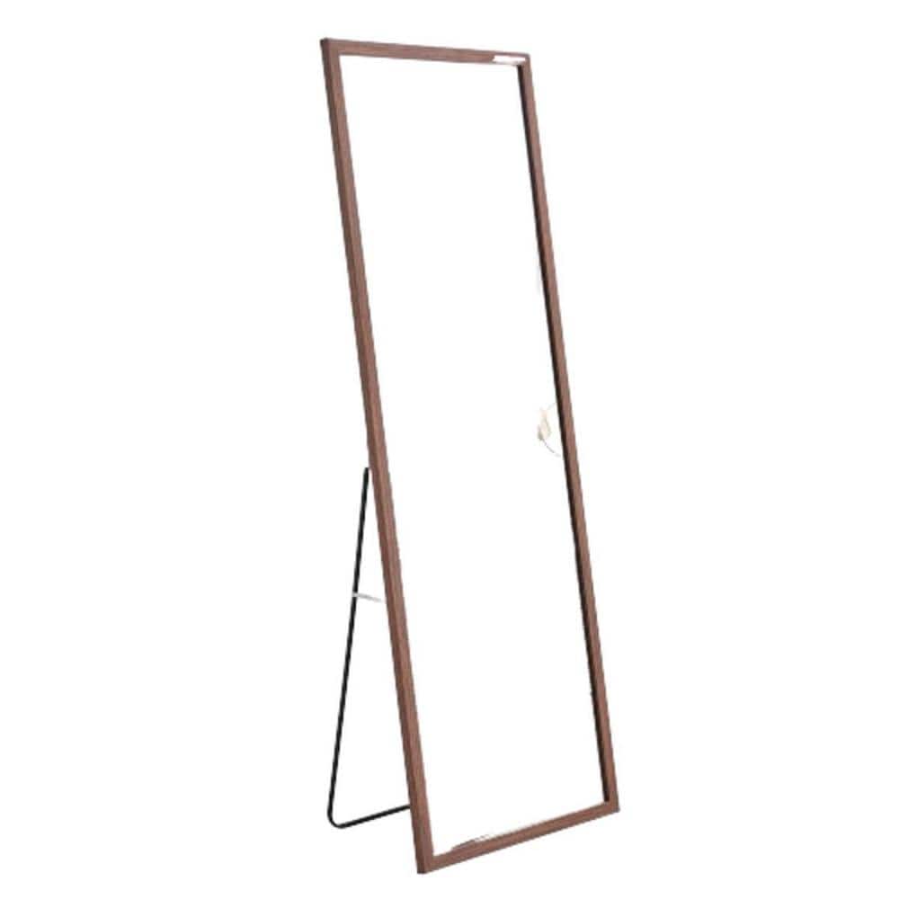 Brown 22.8 in. W x 65 in. H Rectangle Wood Full Length Mirror for Dressing 