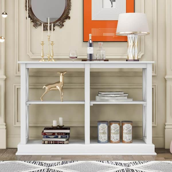 white small entry table