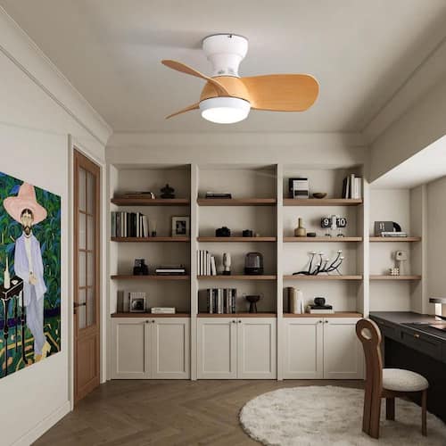 23 in. Integrated LED Indoor White Mini Ceiling Fan With Light Kit and Remote Control Ceiling Fans With Lights