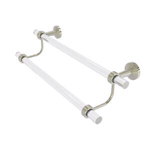 Pacific Beach Collection 30 in. Wall Mounted Double Towel Bar in Polished Nickel with Groovy Accents