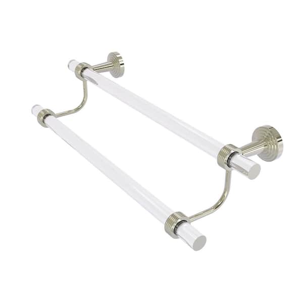 Allied Brass Pacific Beach Collection 36 in. Wall Mounted Double Towel Bar with Groovy Accents in Polished Nickel