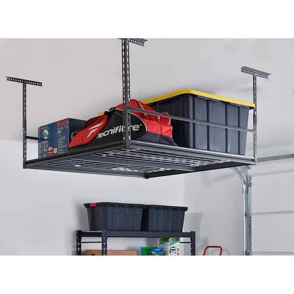 47 in. W x 28 in. H x 47 in. D Adjustable Height Metal Heavy-Duty Overhead Garage Storage Rack in Silver Vein