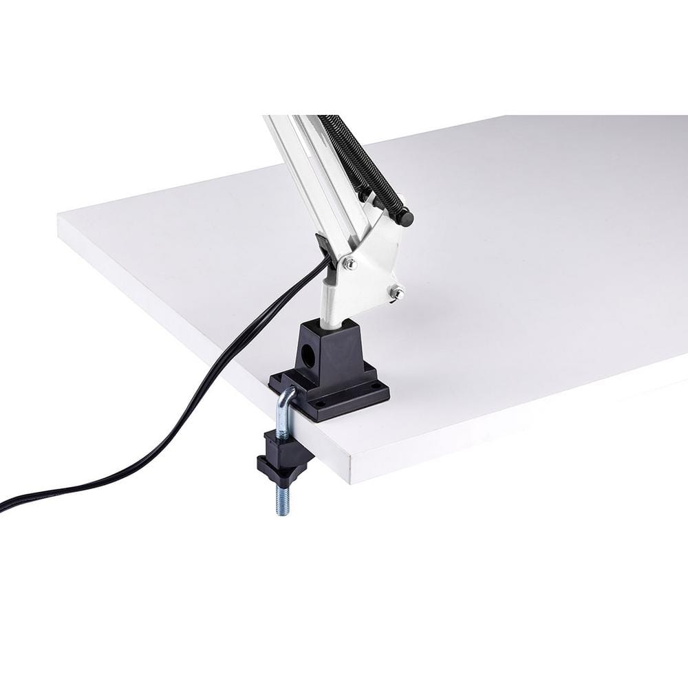 ErgoFlex White Metal 36" Swing Arm LED Desk Lamp with Clamp
