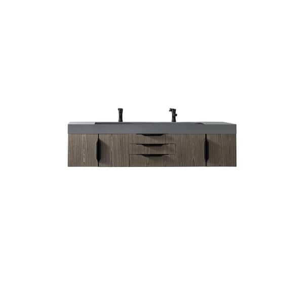 James Martin Vanities Mercer Island 72.5 in. W x 19 in. D x 18.3 in. H  Double Bath Vanity in Ash Gray with Dusk Grey Glossy Top  389-V72D-AGR-MB-DGG - The Home Depot