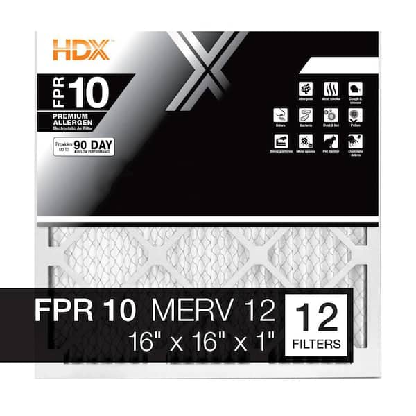 16 in. x 16 in. x 1 in. Premium Pleated Air Filter FPR 10, MERV 12 (12-Pack)