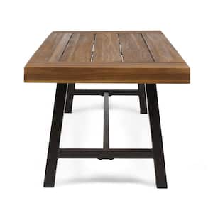 Carlisle Sandblast Finish Wood and Rustic Iron Rectangular Outdoor Patio Coffee Table