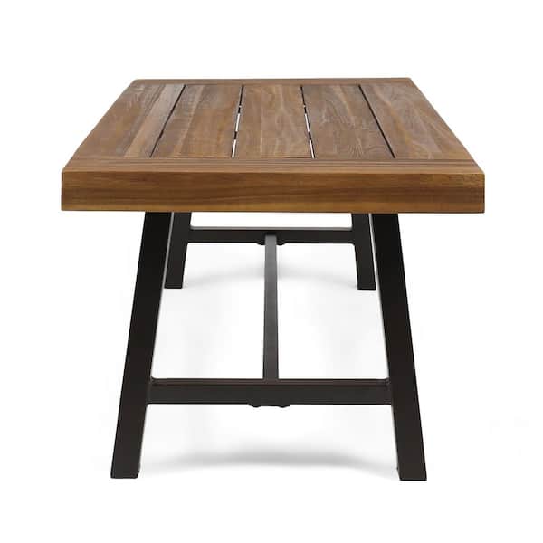Carlisle Sandblast Finish Wood and Rustic Iron Rectangular Outdoor Patio Coffee Table