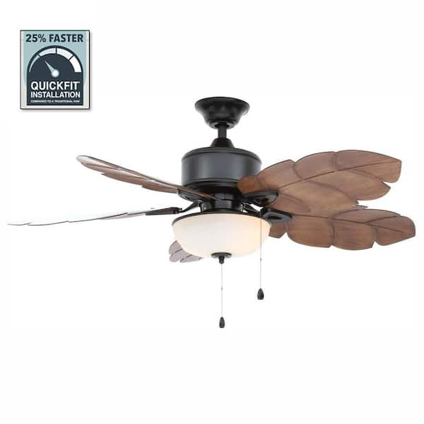 Home Decorators Collection Palm Cove 52 in. Indoor/Outdoor LED Natural Iron Ceiling Fan with Light Kit, Downrod and Reversible Motor