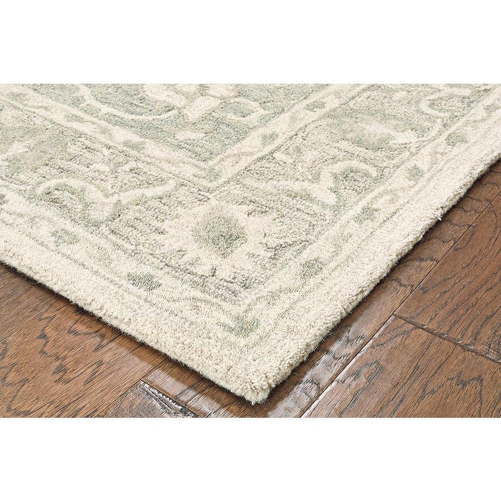 Handmade Gray Medallion Tufted Wool Area Rug 5' x 7'
