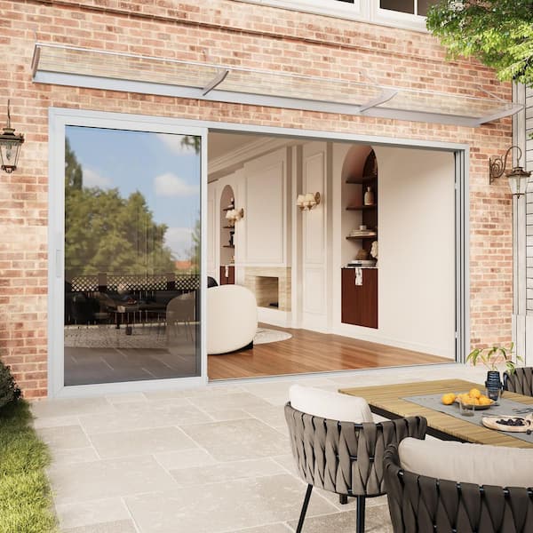 144 in. x 80 in. 3 Panel Matte White Universal Aluminum Multi-Sliding Patio Door with Double Glazed Low-E Glass