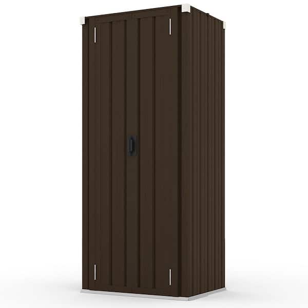 21.9 in. W x 29.9 in. D x 69.9 in. H Brown Resin Outdoor Storage Cabinet, Tools Storage Shed