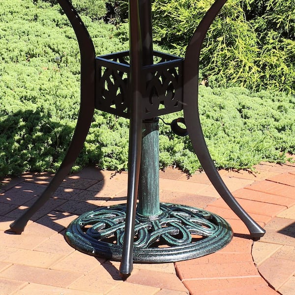 Sunnydaze 17 in. Round Green Cast Iron Outdoor Patio