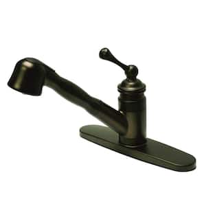 Vintage Single-Handle Deck Mount Pull Out Sprayer Kitchen Faucet with Deck Plate Included in Oil Rubbed Bronze