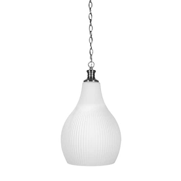 Unbranded Orleans 60-Watt 1-Light Brushed Nickel Shaded Mini Pendant Light with Glass Shade