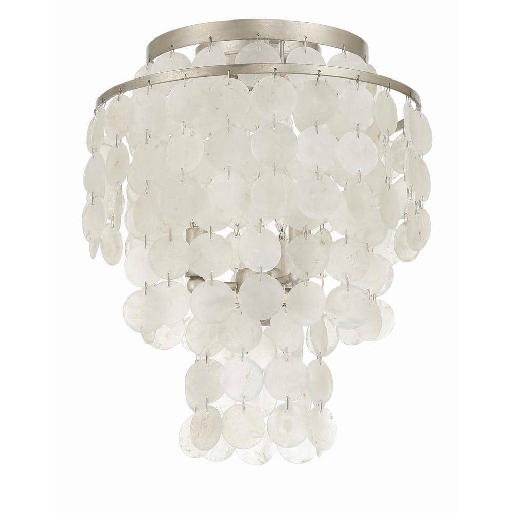 Brielle 3-Light Antique Silver Capiz Shell Ceiling Mount