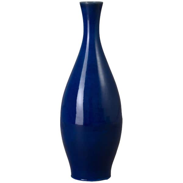 Emissary 31 in. H Round Ceramic Vase in Blue with High-fire treatment