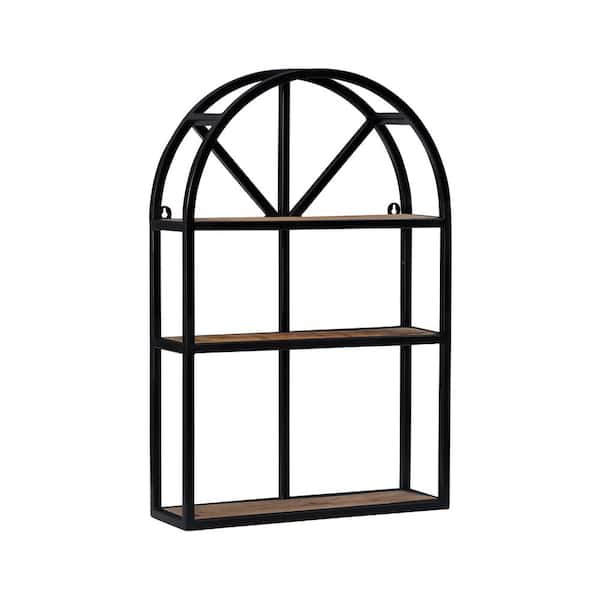 Powell Company Winston 6 in. D x 20 in. W x 30 in. H Black Baroque Style Metal Wall Shelves