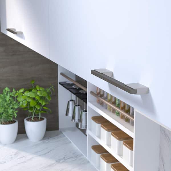 Bloomsbury Collection 7-9/16 in. (192 mm) Modern Brushed Black Nickel and Brushed Nickel Rectangular Cabinet Bar Pull