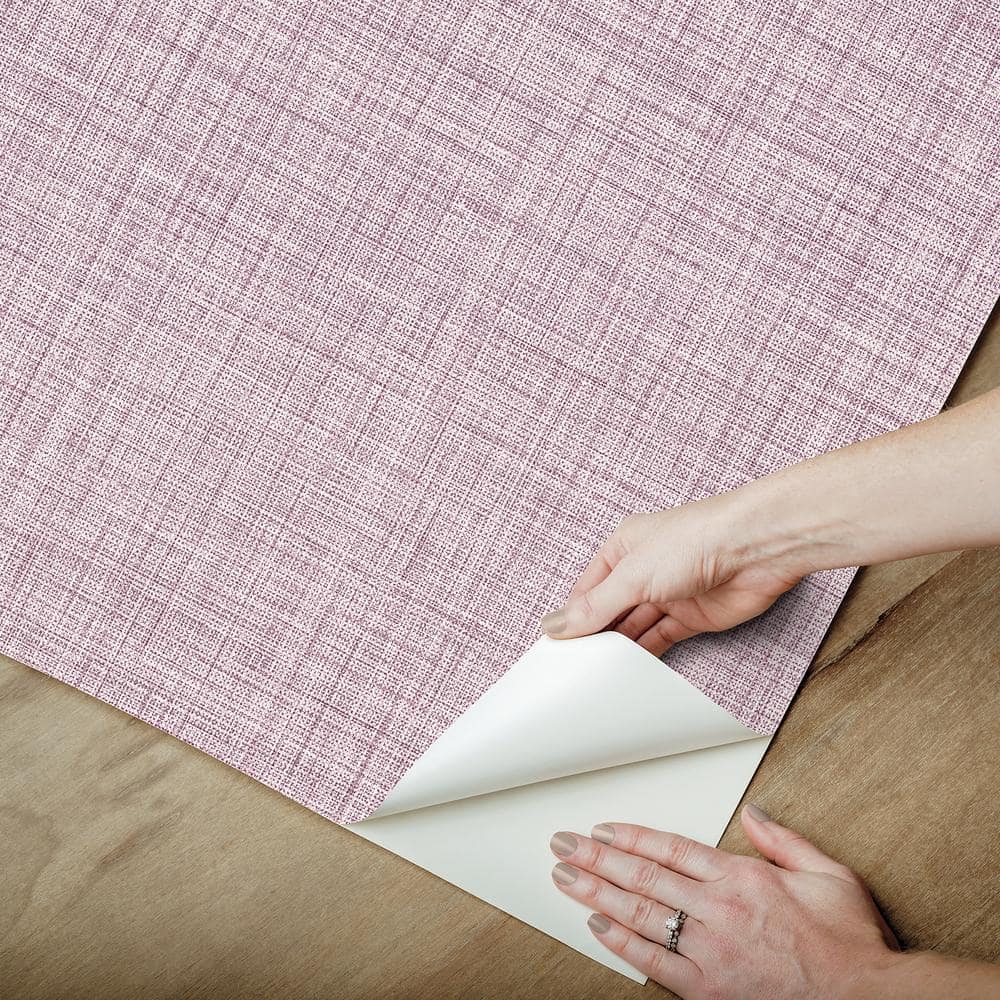Purple Textured Faux Fabric Peel and Stick Wallpaper