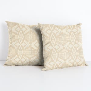 Sunbrella Pendleton Diamond River Sand Square Outdoor Throw Pillow (2-Pack) 20 in. H x 20 in. W x 6 in. D