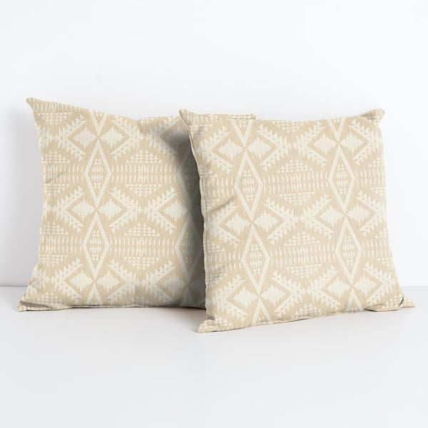 SORRA HOME Sorra Home Sunbrella Pendleton Diamond River Sand Square Outdoor Throw Pillow