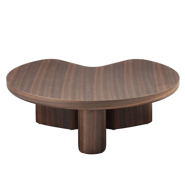 Acme Furniture Curate 35 in. Smoked Oak Kidney-Shaped Wood Coffee