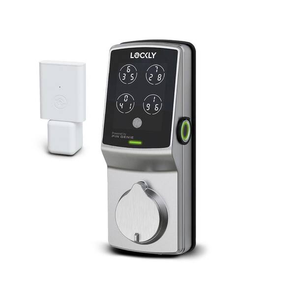 Lockly Secure Pro Satin Nickel Deadbolt WiFi Smart Lock with 3D Fingerprint, Hack-proof Keypad, Mobile app, Alexa/Hey Google