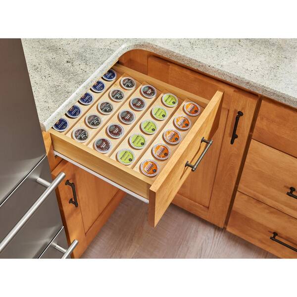 Rev-a-shelf 22 K-cup Coffee Or Tea Pod Organizer, Pull Out Kitchen Draw  Utensil Storage Organizer, Maple Wooden Insert For 30 Pods, 4cdi-24-kcup-1  : Target