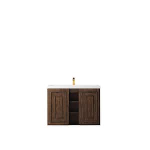 Alicante' 39.4 in. W x 15.6 in. D x 29.4 in. H Bathroom Vanity in Mid Century Acacia with White Glossy Resin Top