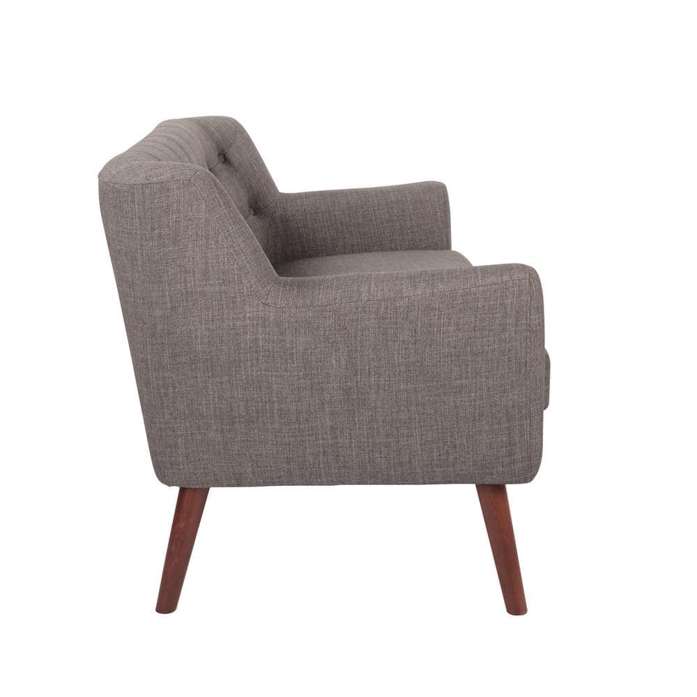 Gray Polyester Loveseat with Coffee Legs