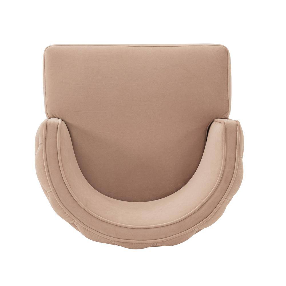 Blush Velvet Tufted Upholstered Dining Chair with Gold Tips