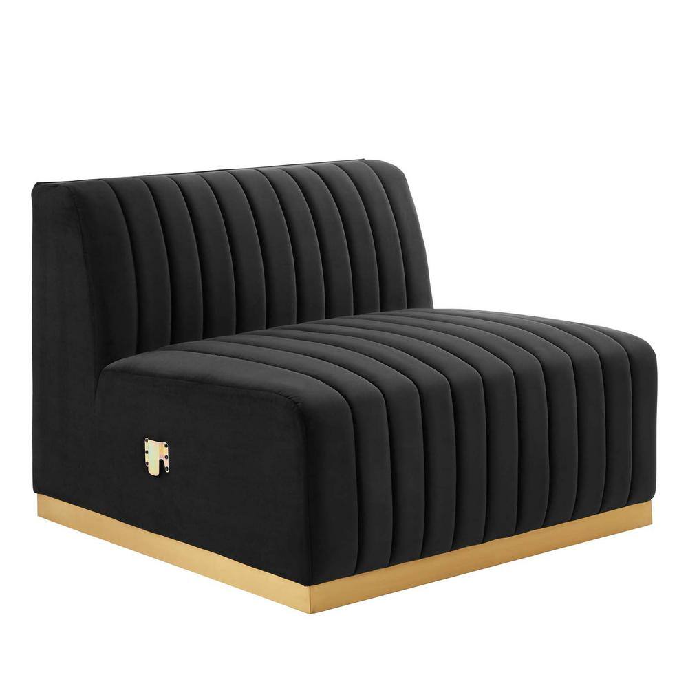 Black and Gold Velvet Tufted 4-Piece Sectional Sofa