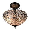 Amora Lighting 2-Light Tiffany Style Floral White Hanging Pendant Lamp ...