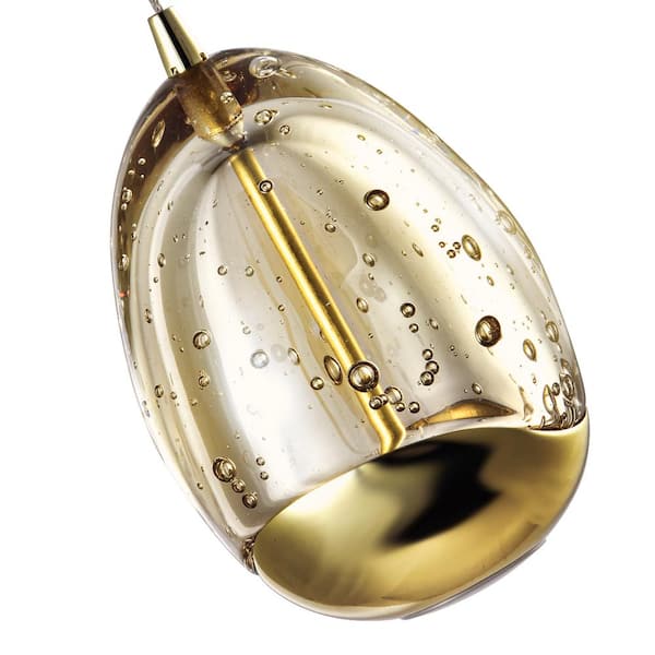 Venezia 3.5 in. ETL Certified Integrated LED Pendant Lighting Fixture with Champagne Glass Globe Shade, Gold