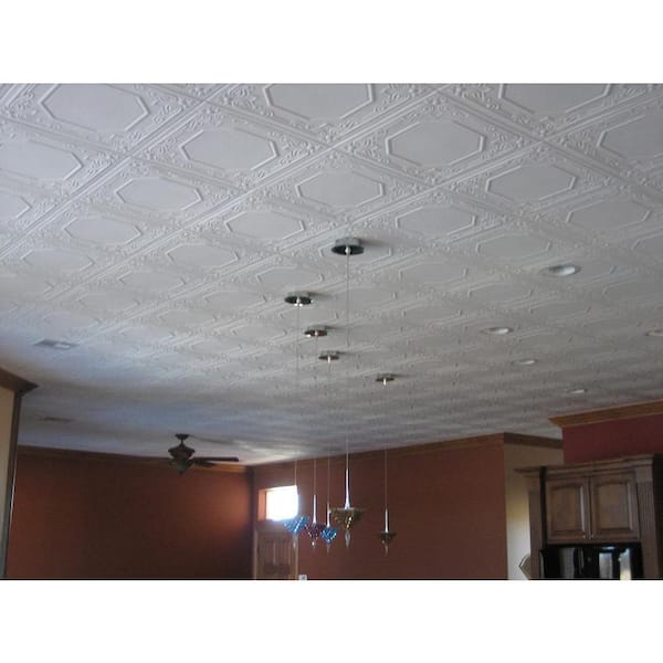 Topkapi Palace Plain White 1.6 ft. x 1.6 ft. Glue Up Foam Ceiling Tile (768 sq. ft. /Case)