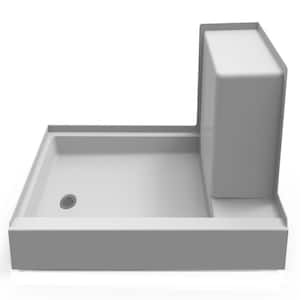 PRIMO Seated 60 in. L x 30 in. W Single Threshold Shower Pan Base with Left Drain in White