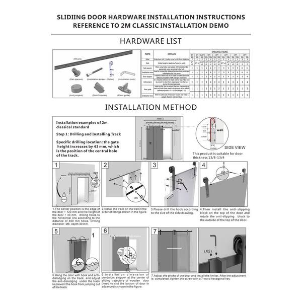 Unbranded - 36 in. x 80 in. 6-Paneled White Primed Interior Sliding Barn Door with Hardware Kit, MDF, Barn Door Slab